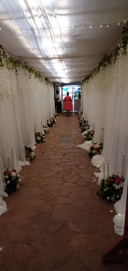 Draped floral entrance